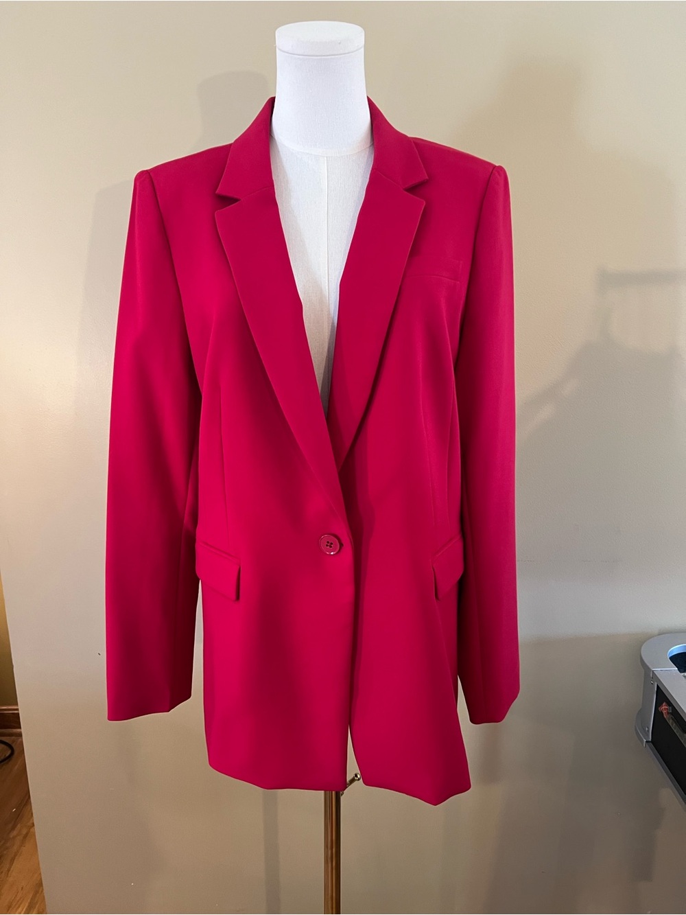 Women's Fuchsia Single-Button Long Line Blazer w free matching top!